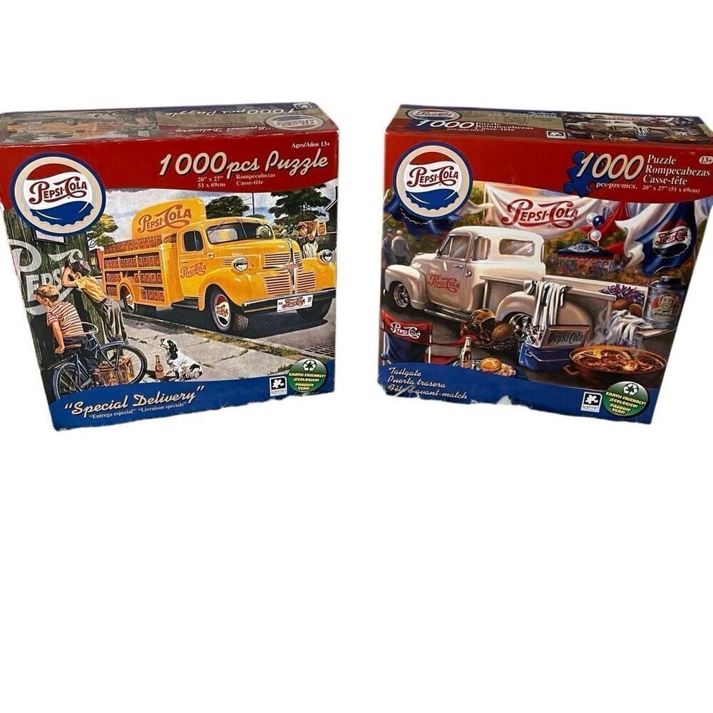 PEPSI COLA Two 1000 Piece Truck Puzzles Tailgate & Special Delivery NWOT Sealed